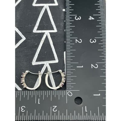 Sterling Silver Garnet Hoop Earrings 925 Marquise Cut Garnets Huggie Hoops - Thumbnail 12