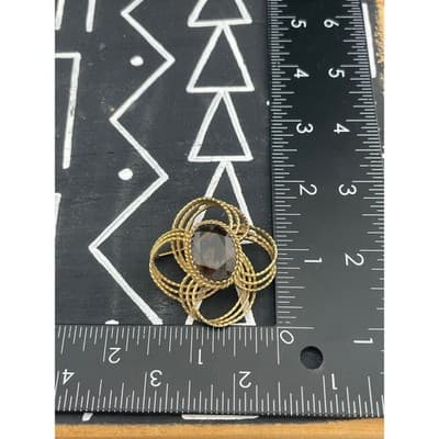 Winard 12K GF Smoky Quartz Brooch Sculptural Modernist Abstract Mid Century - Thumbnail 12