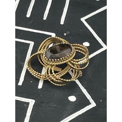 Winard 12K GF Smoky Quartz Brooch Sculptural Modernist Abstract Mid Century - Thumbnail 3