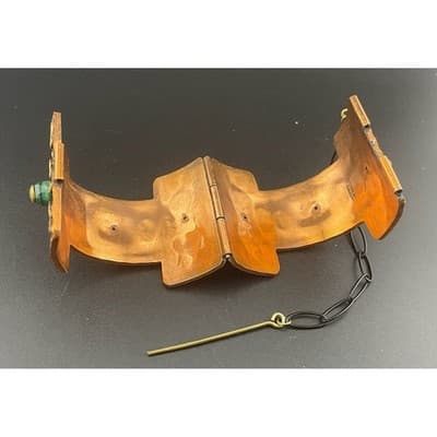 Vintage Mexican Casa Maya Brutalist Mid Century Hinged Cuff Bracelet Mid Century - Thumbnail 8