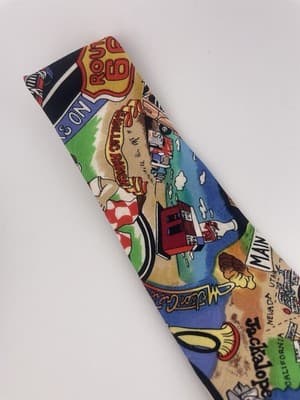 Nicole Miller Silk Novelty Tie Vintage 90s Route 66 Travel Road Trip 1991 USA - Thumbnail 4