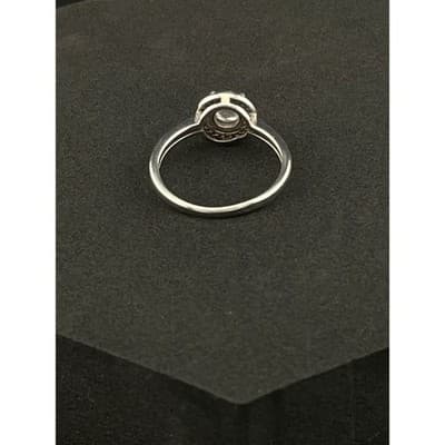 Sterling Silver Halo Solitaire Ring Cubic Zirconia CZ Engagement Style Size 8 - Thumbnail 8