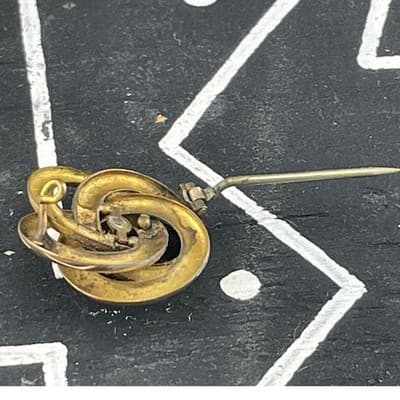 Antique Victorian Gold Filled Lover's Knot Brooch Paste Stone Rose & Yellow GF - Thumbnail 8