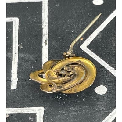 Antique Victorian Gold Filled Lover's Knot Brooch Paste Stone Rose & Yellow GF - Thumbnail 9