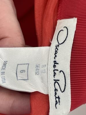 Oscar de La Renta Skirt Embroidered Silk Geometric Coral Size 6 Small A Line - Thumbnail 9
