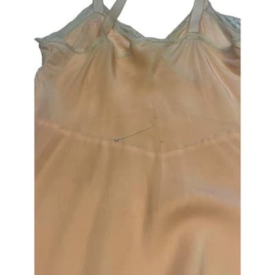 1930s Peach Rayon Slip Dress Embroidered Lace Bias Cut Lingerie Antique Boudoir - Thumbnail 6
