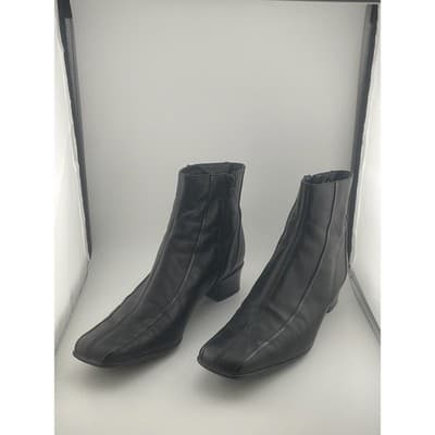 Sesto Meucci vintage 90's architectural black leather boots Italy sz 10.5 - Thumbnail 4