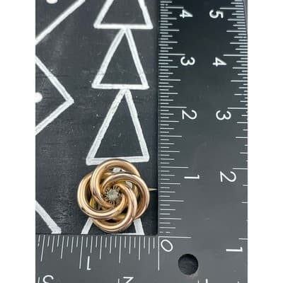Antique Victorian Gold Filled Lover's Knot Brooch Paste Stone Rose & Yellow GF - Thumbnail 12