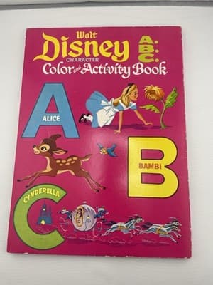 Disney Character color activity and book Vintage 1972 ABC Alice Bambi Cinderella - Thumbnail 3