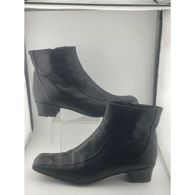 Sesto Meucci vintage 90's architectural black leather boots Italy sz 10.5 - Thumbnail 2