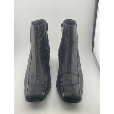 Sesto Meucci vintage 90's architectural black leather boots Italy sz 10.5 - Thumbnail 3