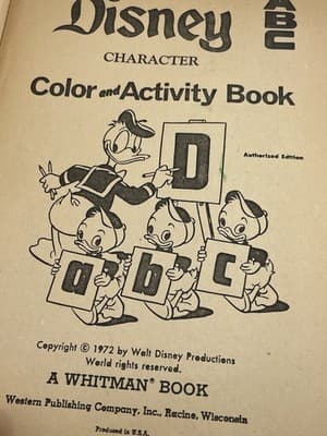 Disney Character color activity and book Vintage 1972 ABC Alice Bambi Cinderella - Thumbnail 5