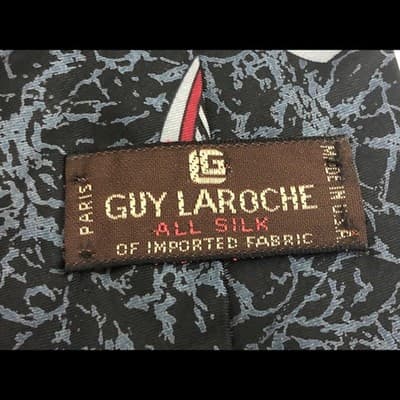 Guy Laroche Paris silk vintage necktie made in USA black gray red blue abstract - Thumbnail 5