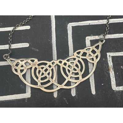 Sterling Silver Celtic Knot Necklace Celtic Revival Openwork Pendant Necklace - Thumbnail 9