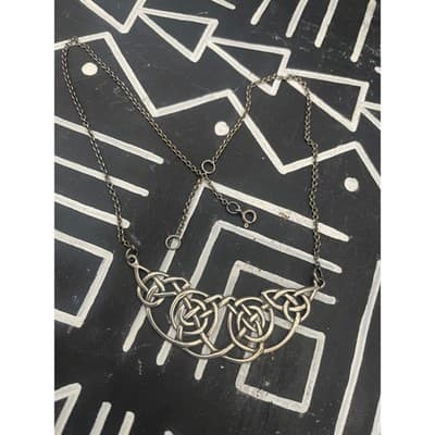 Sterling Silver Celtic Knot Necklace Celtic Revival Openwork Pendant Necklace - Thumbnail 6