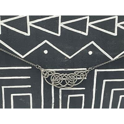 Sterling Silver Celtic Knot Necklace Celtic Revival Openwork Pendant Necklace - Thumbnail 3