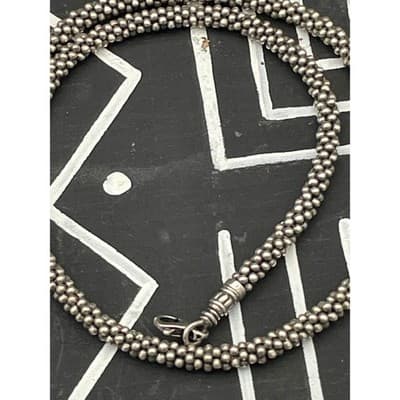 Lagos Signature Caviar Sterling Silver Beaded Necklace 18" 5mm 52g - Thumbnail 3