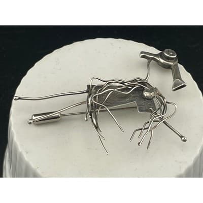 John Storey LHTC Sterling Silver Hairdresser Brooch 1987 1988 Wearable Art Pin - Thumbnail 5