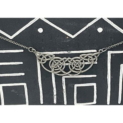 Sterling Silver Celtic Knot Necklace Celtic Revival Openwork Pendant Necklace - Thumbnail 4