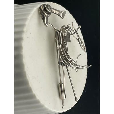 John Storey LHTC Sterling Silver Hairdresser Brooch 1987 1988 Wearable Art Pin - Thumbnail 8