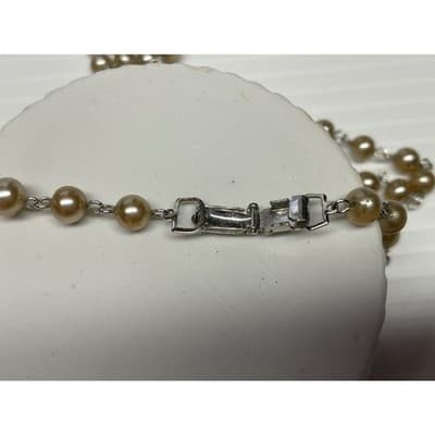 Coro 60" Pearl & Blue Station Necklace Baroque Long Opera Length multi strand - Thumbnail 10