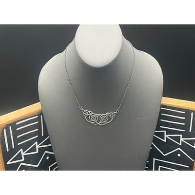Sterling Silver Celtic Knot Necklace Celtic Revival Openwork Pendant Necklace - Thumbnail 2