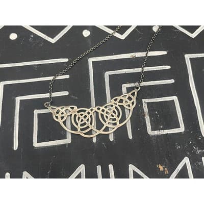 Sterling Silver Celtic Knot Necklace Celtic Revival Openwork Pendant Necklace - Thumbnail 8