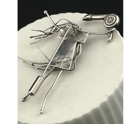 John Storey LHTC Sterling Silver Hairdresser Brooch 1987 1988 Wearable Art Pin - Thumbnail 15