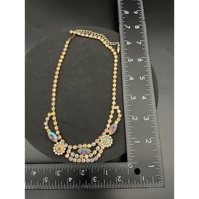 Vintage Aurora Borealis Rhinestone Parure Necklace Bracelet Earrings Jewelry Set - Thumbnail 8