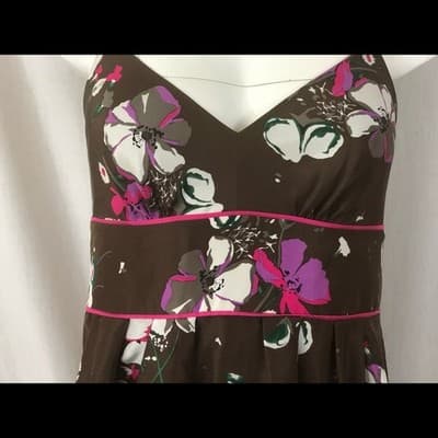Y2K Guess silk floral dress sz 3 garden party juniors viontage brown pink - Thumbnail 6
