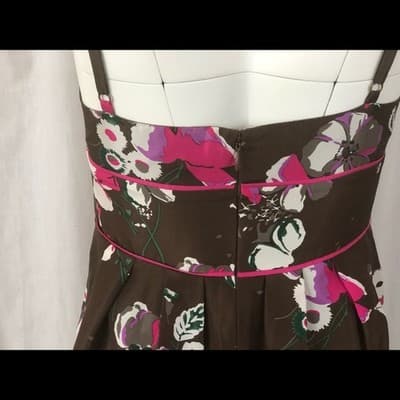 Y2K Guess silk floral dress sz 3 garden party juniors viontage brown pink - Thumbnail 4