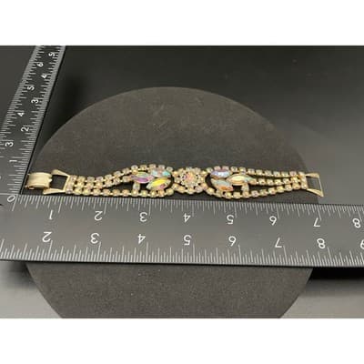 Vintage Aurora Borealis Rhinestone Parure Necklace Bracelet Earrings Jewelry Set - Thumbnail 19