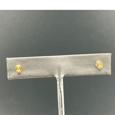 Vintage 14K Gold Amethyst Heart Stud Earrings Petite Leaf Dainty Feb Birthstone - Thumbnail 9