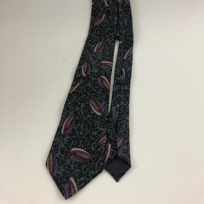 Guy Laroche Paris silk vintage necktie made in USA black gray red blue abstract - Thumbnail 3