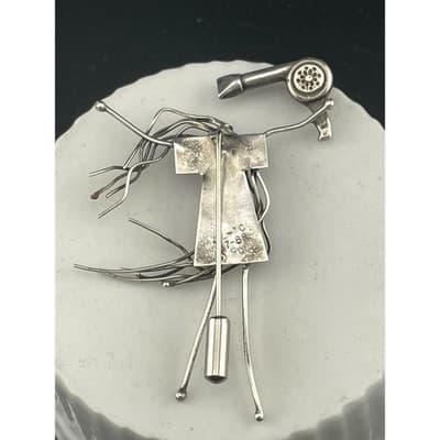 John Storey LHTC Sterling Silver Hairdresser Brooch 1987 1988 Wearable Art Pin - Thumbnail 11