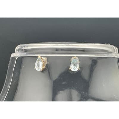 Vintage Sterling Vermeil Blue Topaz Pendant Necklace & Stud Earrings Set 925 - Thumbnail 5