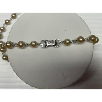 Coro 60" Pearl & Blue Station Necklace Baroque Long Opera Length multi strand - Thumbnail 8