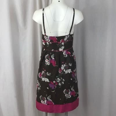 Y2K Guess silk floral dress sz 3 garden party juniors viontage brown pink - Thumbnail 2