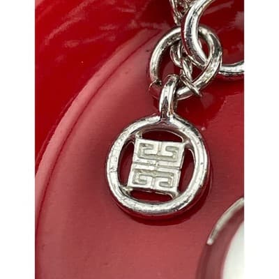 Givenchy Orb Pendant Necklace Silver Tone Gold Cube Charm Long 35" Modernist 90s - Thumbnail 4