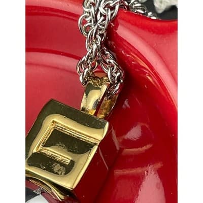 Givenchy Orb Pendant Necklace Silver Tone Gold Cube Charm Long 35" Modernist 90s - Thumbnail 8