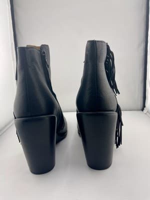 See by Chloe Fringe Wedge Ankle Booties Black Leather Sz 36.5 Epona Boots New 6 - Thumbnail 8