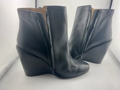 See by Chloe Fringe Wedge Ankle Booties Black Leather Sz 36.5 Epona Boots New 6 - Thumbnail 10