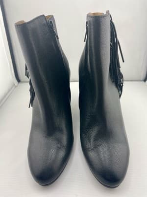 See by Chloe Fringe Wedge Ankle Booties Black Leather Sz 36.5 Epona Boots New 6 - Thumbnail 7