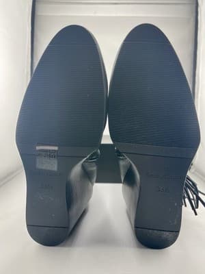 See by Chloe Fringe Wedge Ankle Booties Black Leather Sz 36.5 Epona Boots New 6 - Thumbnail 14