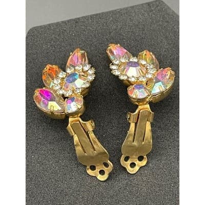 Vintage Aurora Borealis Rhinestone Parure Necklace Bracelet Earrings Jewelry Set - Thumbnail 22