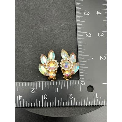 Vintage Aurora Borealis Rhinestone Parure Necklace Bracelet Earrings Jewelry Set - Thumbnail 24