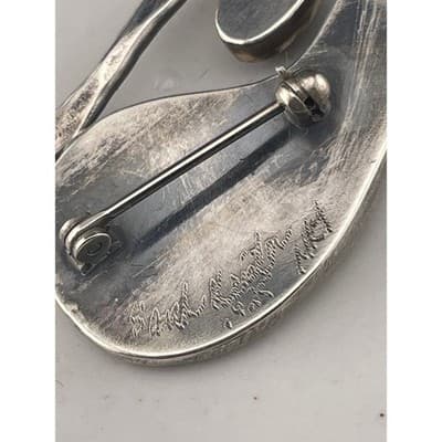 Artisan Sterling Silver Rainbow Enamel Garnet Brooch Abstract Modernist Studio - Thumbnail 10