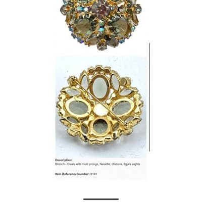 Verified Juliana D&E Brooch #8141 Smoky Gray Rhinestones Gunmetal AB Vintage - Thumbnail 11