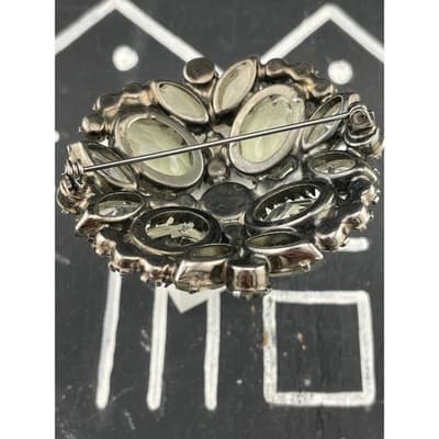 Verified Juliana D&E Brooch #8141 Smoky Gray Rhinestones Gunmetal AB Vintage - Thumbnail 6