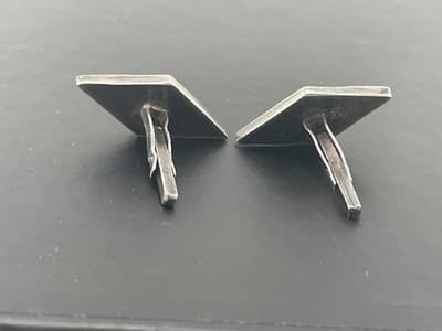 Vintage Taxco Sterling Cufflinks Inlaid Abalone Mexico 925 Silver MCM Modernist - Thumbnail 4